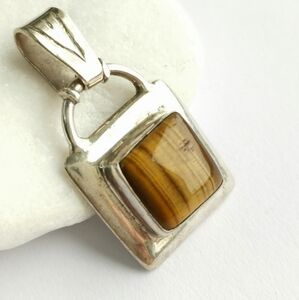 Tigers Eye Sterling Silver Vintage Pendant